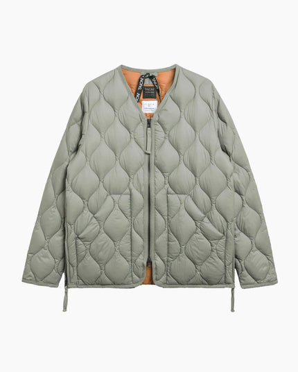 TAION Military V Neck Down JKT D.Sage Green, Produktansicht Farbchip, 800FP Soft Shell Daunenjacke salbeigrün Japan