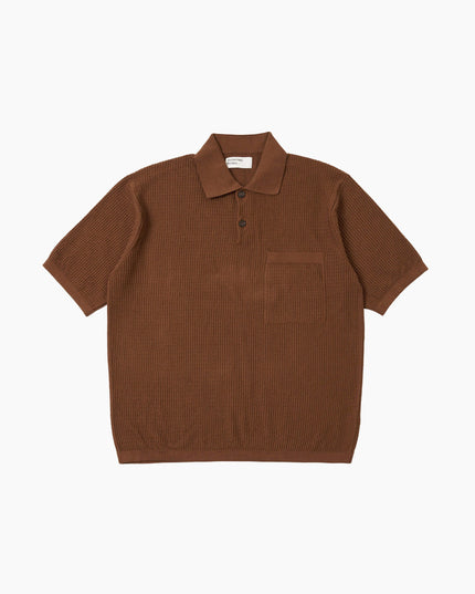 Universal-Works-Knit-Polo-Brown-Fine-Texture-01