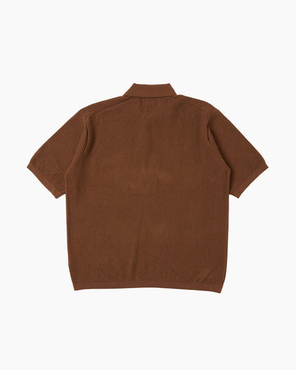 Universal-Works-Knit-Polo-Brown-Fine-Texture-02