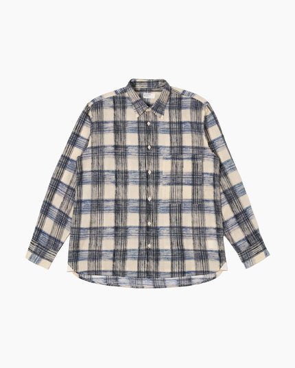 Universal Works Square Pocket Shirt Navy Window Panes