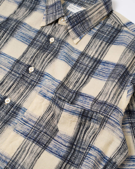 Universal Works Square Pocket Shirt Navy Window Panes