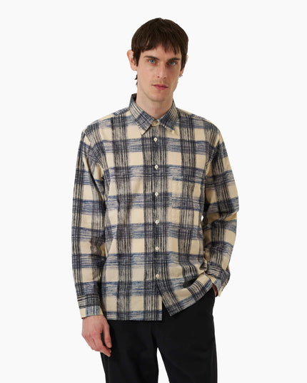 Universal Works Square Pocket Shirt Navy Window Panes