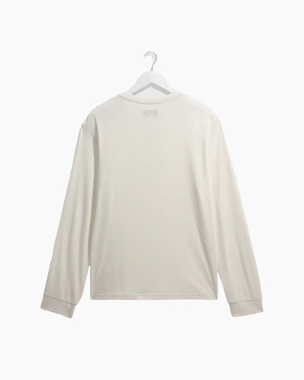 Wax ondon Caleb Henley Longsleeve Ecru, Rückenansicht Regular Fit, Wax London Brushed Slub Ecru 210gsm
