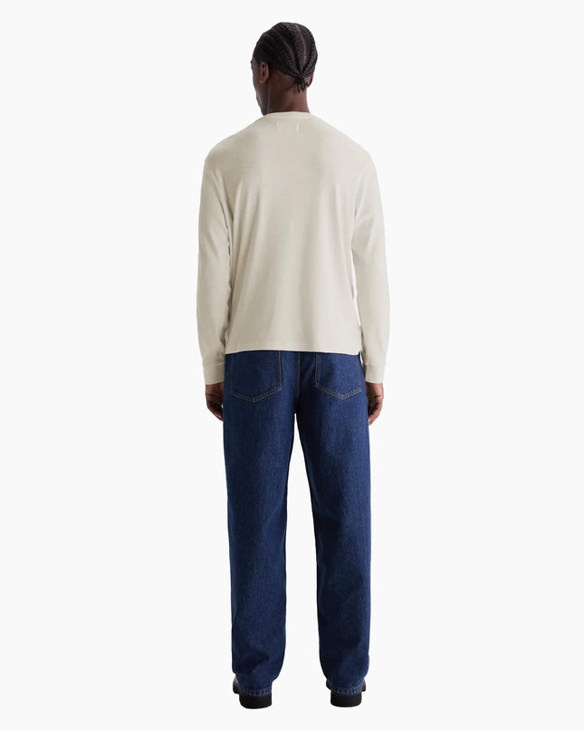 Wax London Caleb Henley Ecru, Lifestyle Rückansicht, Regular Fit Henley Wax London Ecru Herren