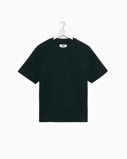 Wax London Dean T-Shirt Flaschengrün, Frontansicht Regular Fit, 280gsm Textured Organic Cotton Bottle Green