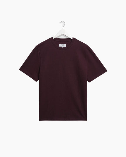 Wax London Dean T-Shirt Dunkellila, Frontansicht Regular Fit, 280gsm Textured Organic Cotton Dark Purple