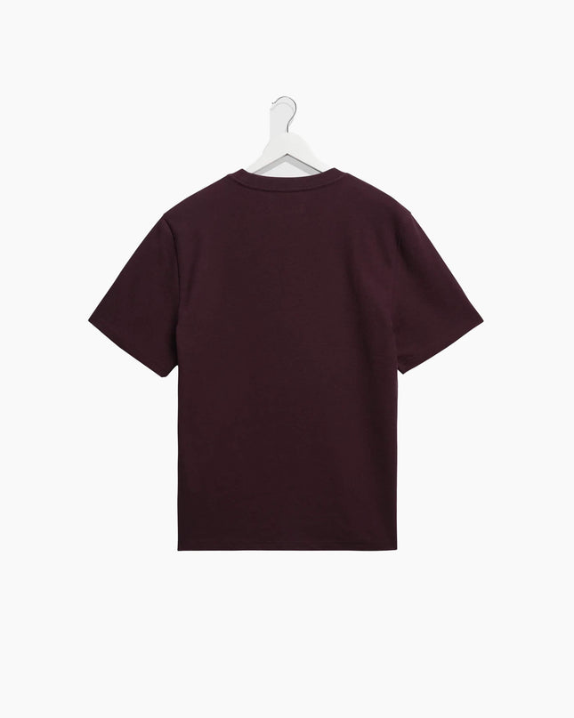 Wax London Dean T-Shirt Dunkellila, Rückansicht Regular Fit, 280gsm Textured Organic Cotton Dark Purple