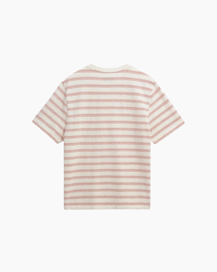 Wax London Dean T-Shirt Ecru Rust, 280gsm Bio-Baumwolle, Stitch-Stripe-Textur, Rückansicht