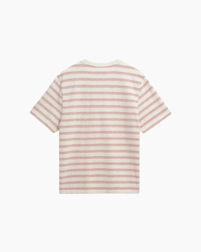 Wax London Dean T-Shirt Ecru Rust, 280gsm Bio-Baumwolle, Stitch-Stripe-Textur, Rückansicht