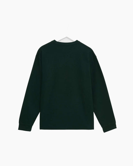 Wax London Hayden Longsleeve Flaschengrün, Rückansicht Regular Fit, 280gsm Textured Organic Cotton Crewneck grün