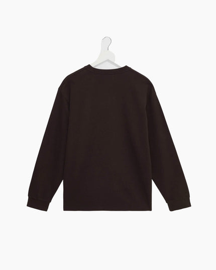 Wax London Hayden Longsleeve Dunkelbraun, Rückansicht Regular Fit, 280gsm Textured Organic Cotton Crewneck dunkelbraun