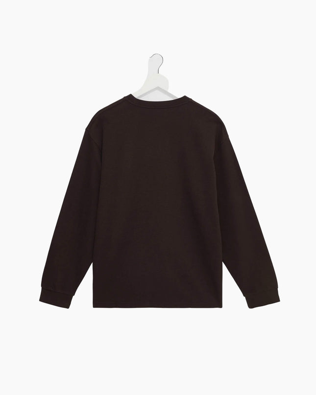 Wax London Hayden Longsleeve Dunkelbraun, Rückansicht Regular Fit, 280gsm Textured Organic Cotton Crewneck dunkelbraun